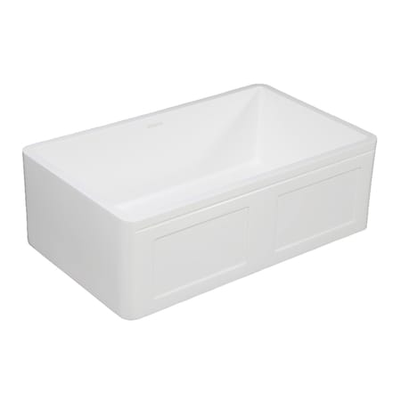 Gourmetier Solid Surface Stone Apron Front Farmhouse Sgl Bowl Kitchen Sink, White GKFA331810DS